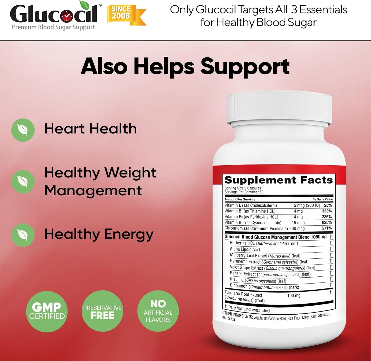 Glucocil Vegetarian Capsules – Premium Blood Sugar Support with Berberine and Mulberry Leaf - görsel 4