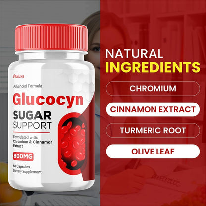 Vitaluxa Glucocyn Support Capsules - Maximum Strength Glycogen Health Formula, 800mg, 60 Capsules