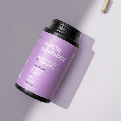 MINDHONEY | SYNC 60 Capsules, Premium All-in-One Adaptogenic Supplement | Relaxation, Mood Balance, Stress | Magnesium, Ashwagandha, Nootropics, Adaptogens, Minerals & Vitamins