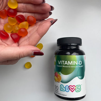 LIVS Vitamin D Gummies – 2000 IU Vitamin D3 for Immune Support, Bone & Teeth Health | Adult & Kids Vitamin D Supplement | Natural Lemon Berry & Orange Flavour | Gluten-Free | 90 Count/45 Servings
