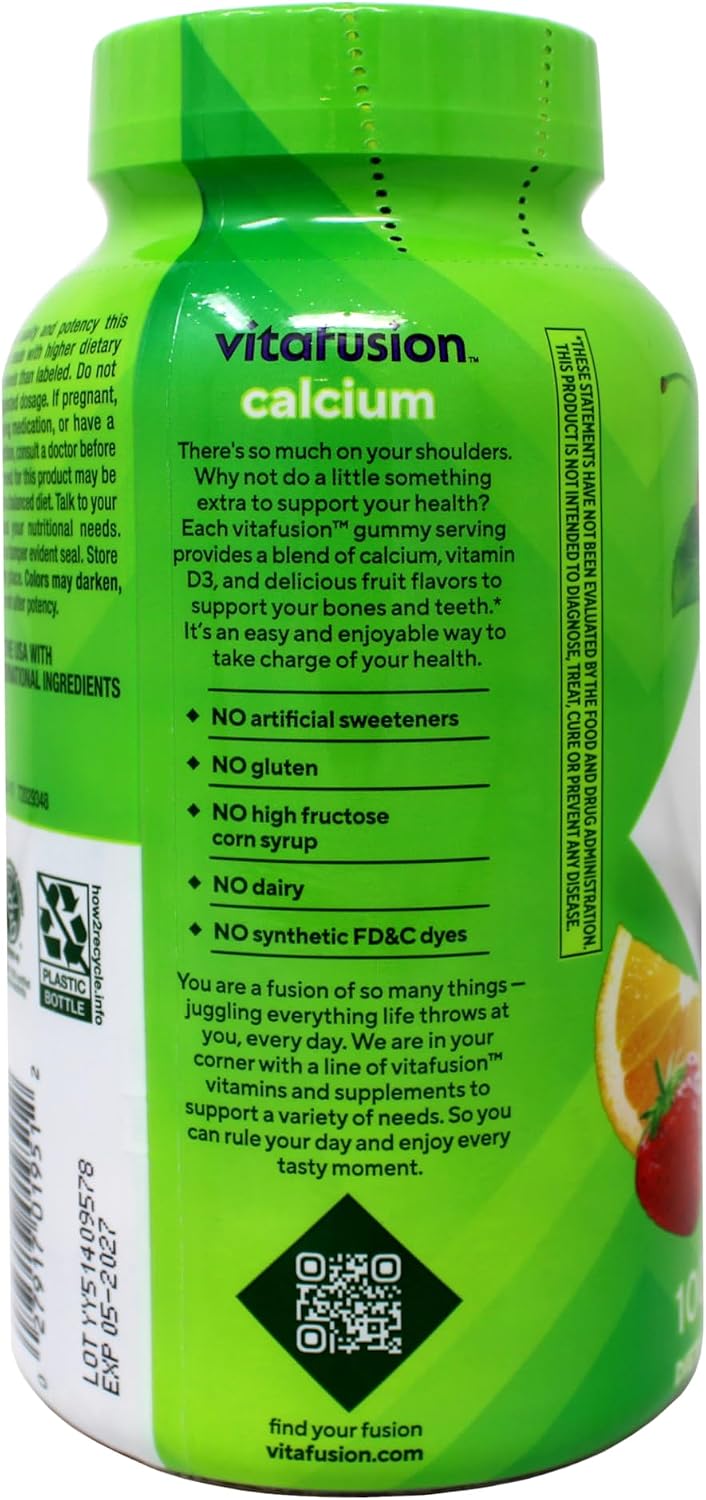 Vitafusion Calcium with Vitamin D3 Gummies, 100 Count (Pack of 2) - görsel 6