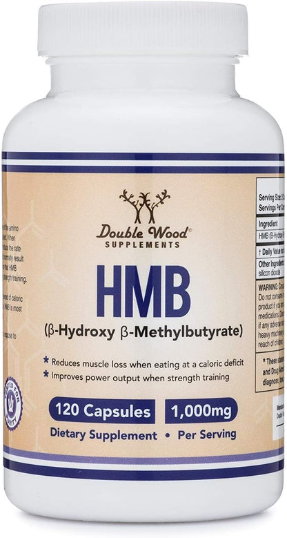 Double Wood Supplements HMB Supplement - 120 Capsules, 1000 mg per Serving