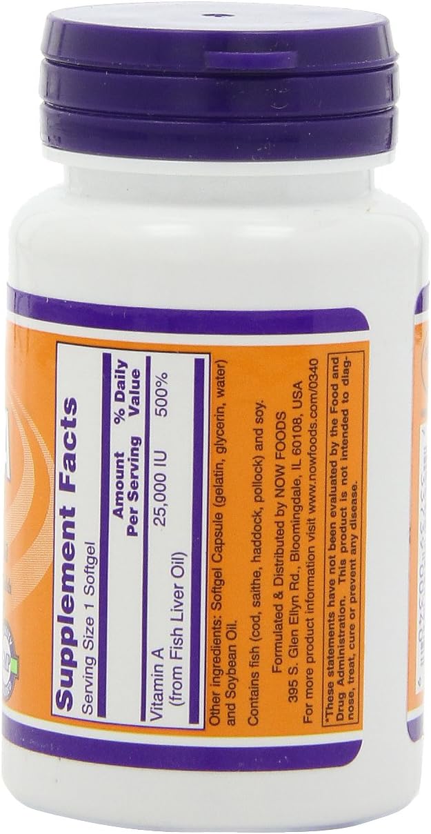 NOW Vitamin A 25,000 IU, 100 Softgels (Pack of 4) - görsel 3
