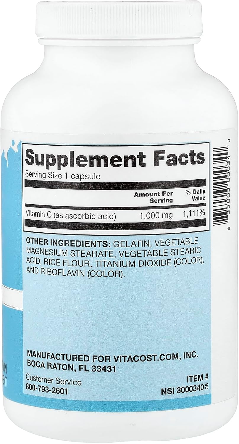 Vitacost Vitamin C, 1,000 mg, 250 Capsules - görsel 2