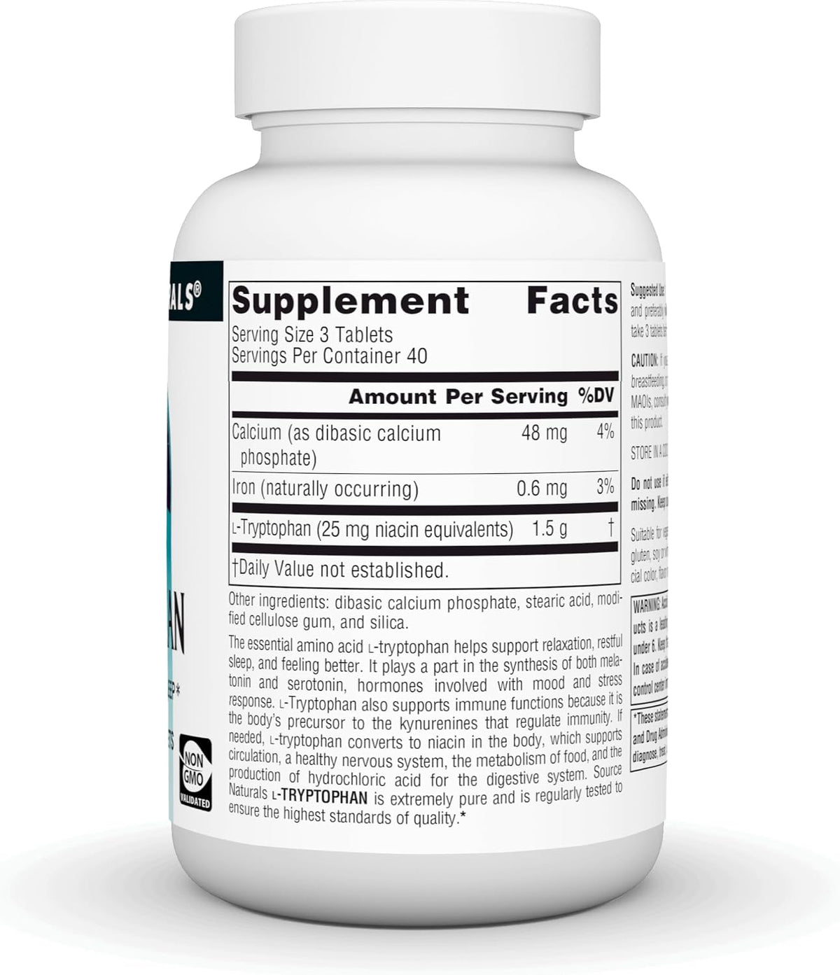 Source Naturals L-Tryptophan 500mg - 120 Tablets - görsel 3