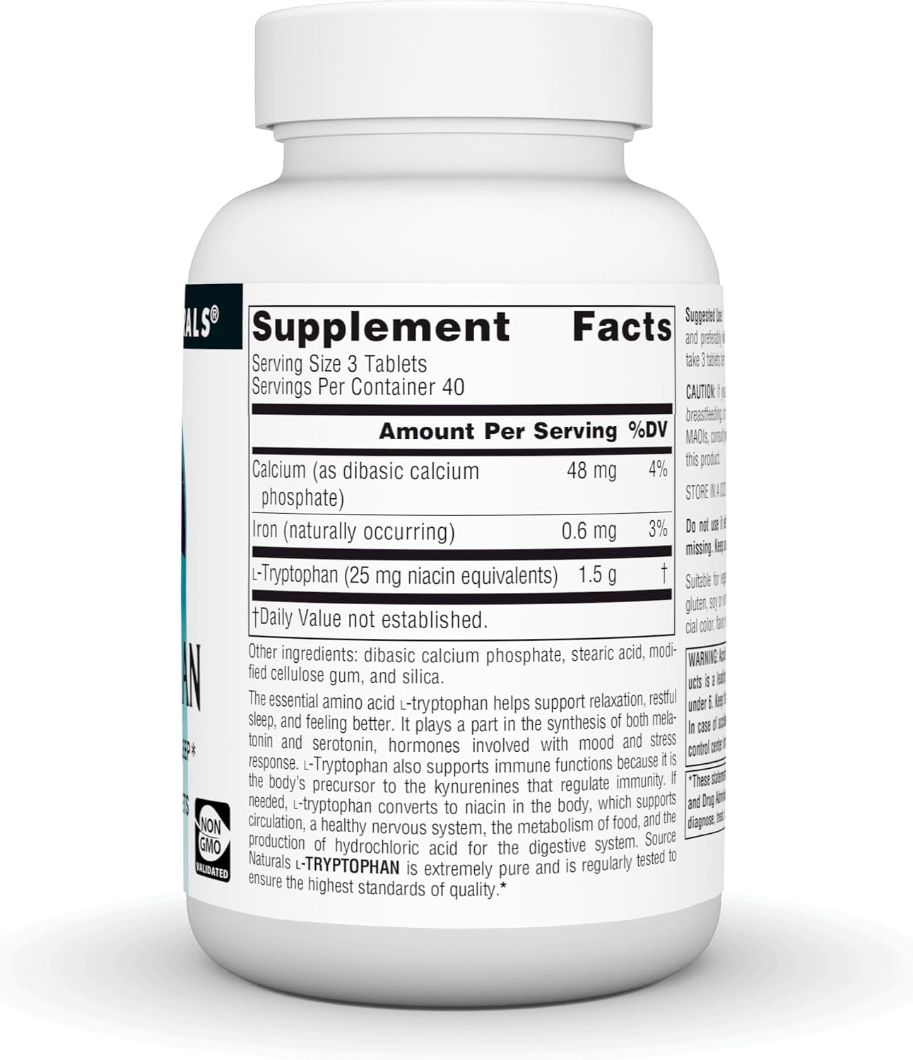 Source Naturals L-Tryptophan 500mg - 120 Tablets - görsel 3