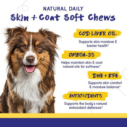 PupGrade Skin & Coat Supplement for Dogs, Duck Flavour – 60 Soft Chews