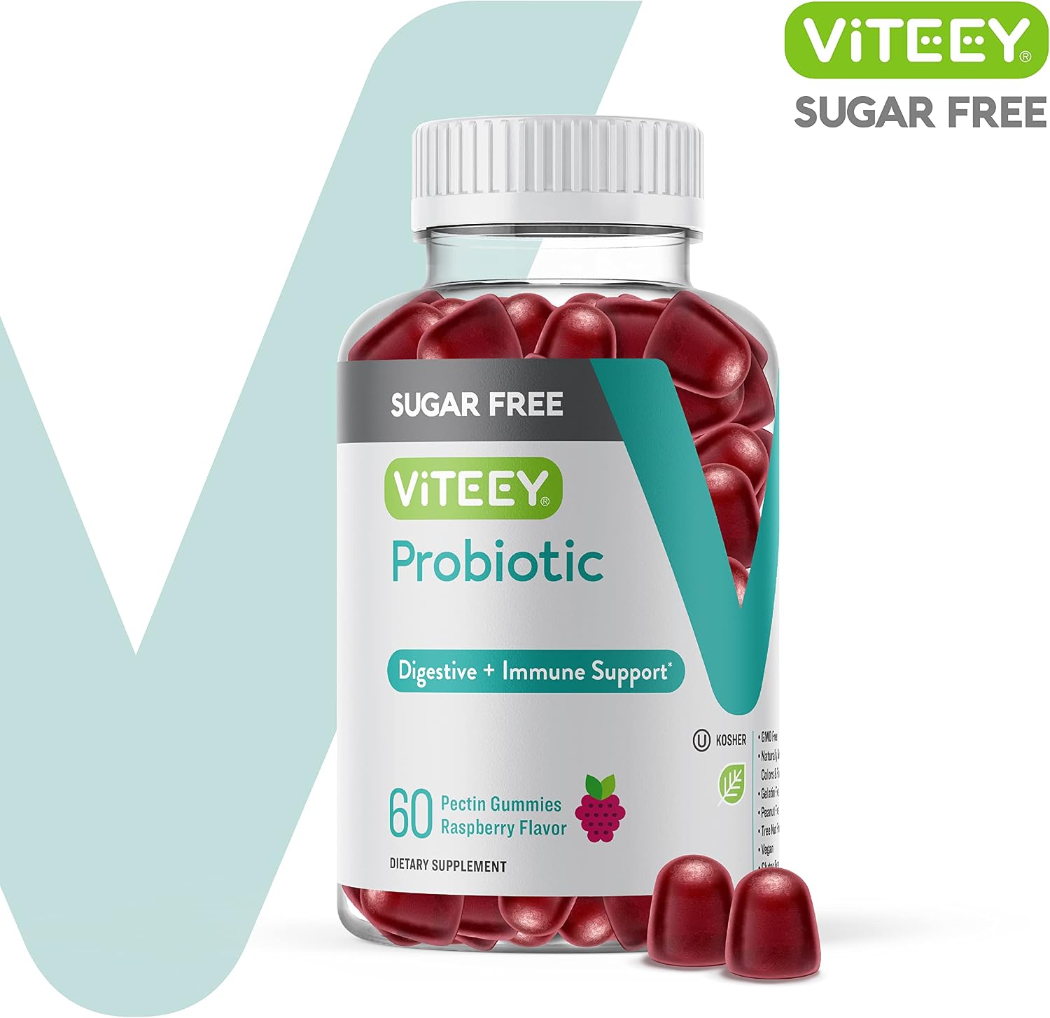 Viteey Probiotic Gummies - Sugar-Free, 2 Billion CFUs - görsel 2