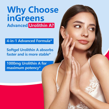 inGreens Urolithin A 1000mg with NAD+ 300mg, CoQ10 200mg and Trans-Resveratrol 200mg Food Supplement (5-Pack)