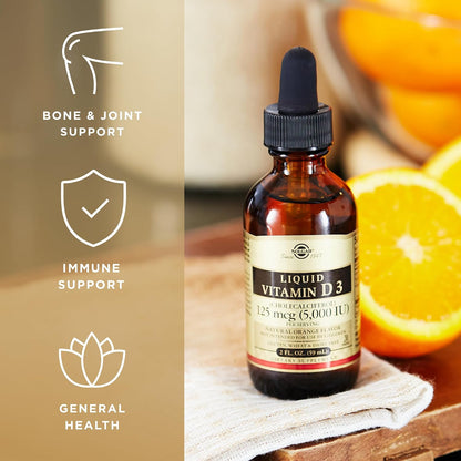 Solgar Liquid Vitamin D3 125 mcg (5,000 IU) – Natural Orange Flavour – 2 fl oz