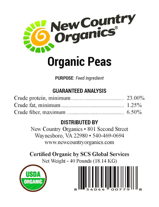 New Country Organics Organic Unmilled Peas - Certified Organic and Non-GMO Feed Supplement for Dogs (18 kg)