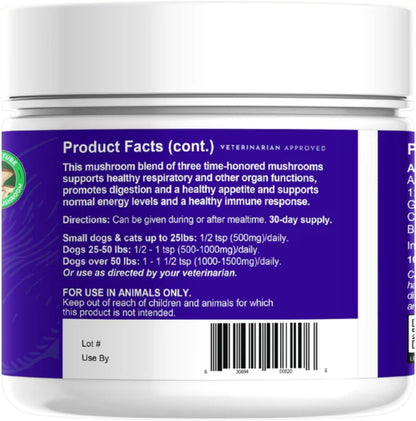 MUSHROOM DEFENCE Supplement for Dogs & Cats - Critical Immune Defence, Reishi, Maitake, Cordyceps, Mushroom Powder Extract - 70 g (Pack of 1)