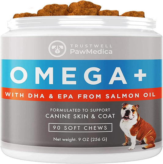 PawMedica Omega-3 for Dogs - Skin and Coat Supplement with Fish Oil - Omega-3 6 9 Chews for Allergies