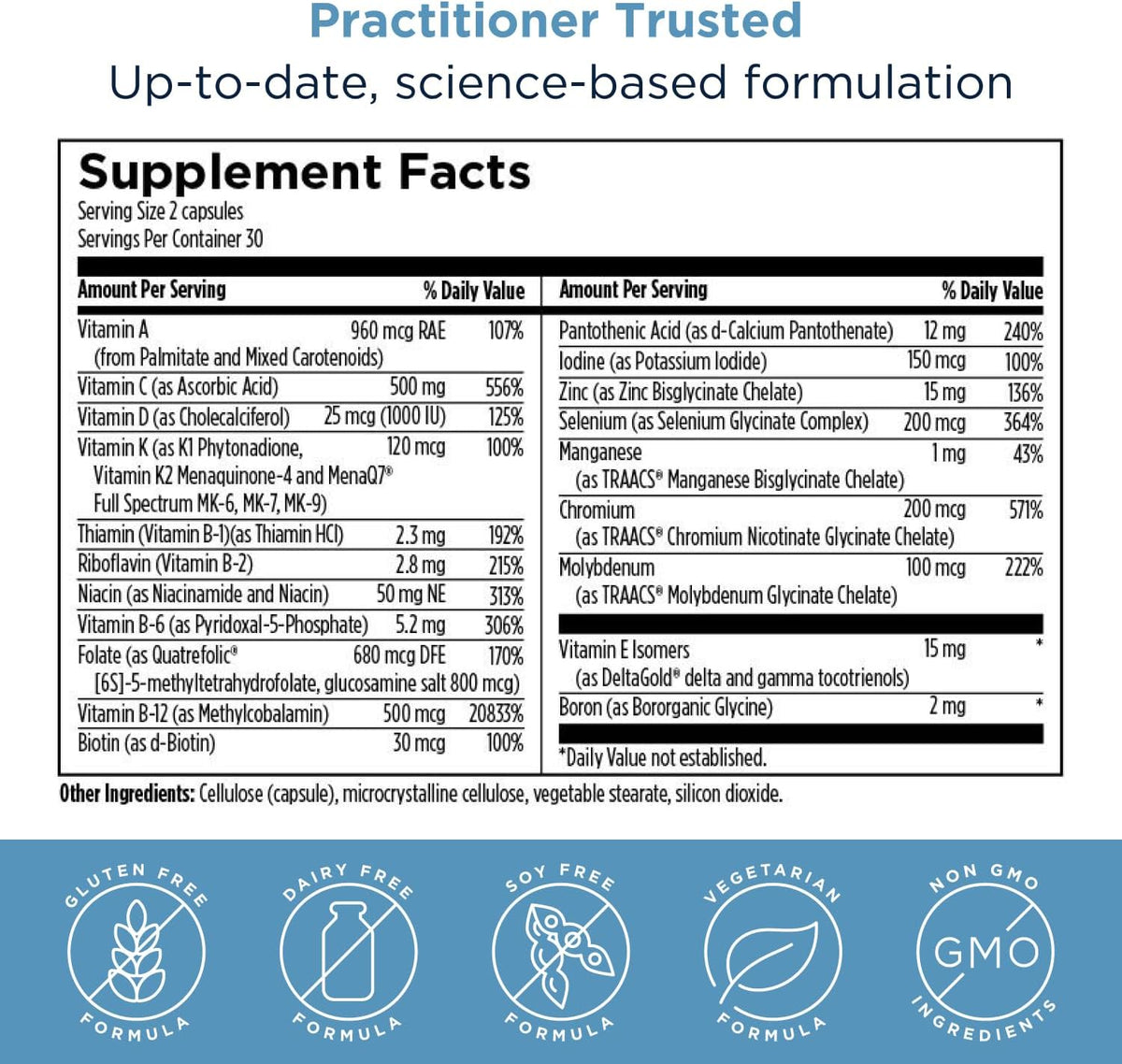 Designs for Health Methylated Multivitamin – Twice-Daily Formula with Methylated B12 and Folate, Without Iron (60 Capsules) - görsel 5