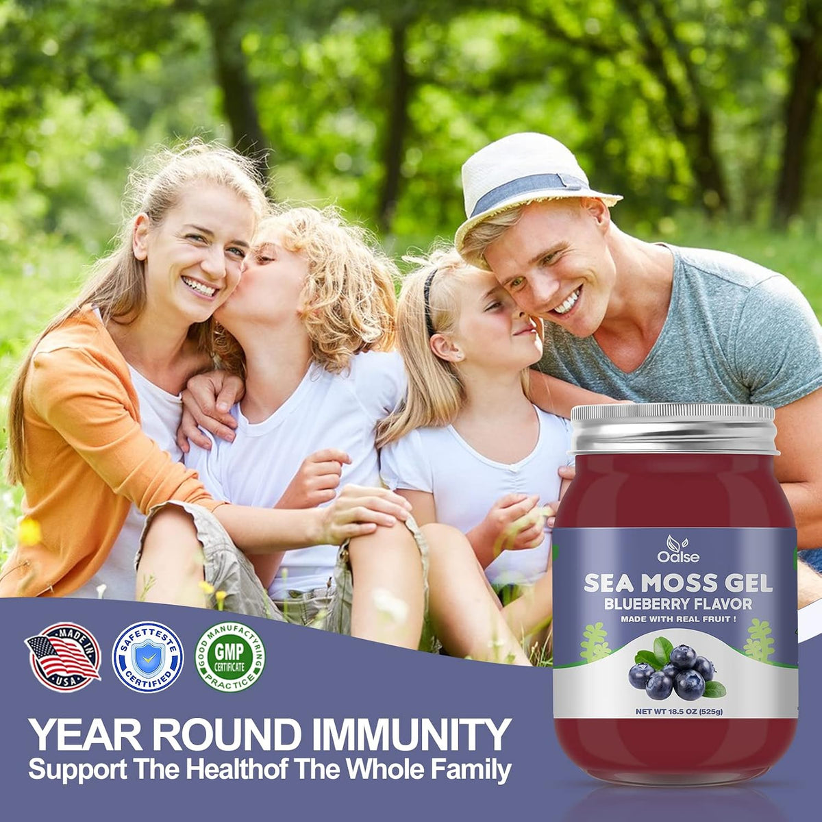 OALSE Sea Moss Gel - Blueberry Flavour, 525g – Iron – essential for oxygen transport – Image 4