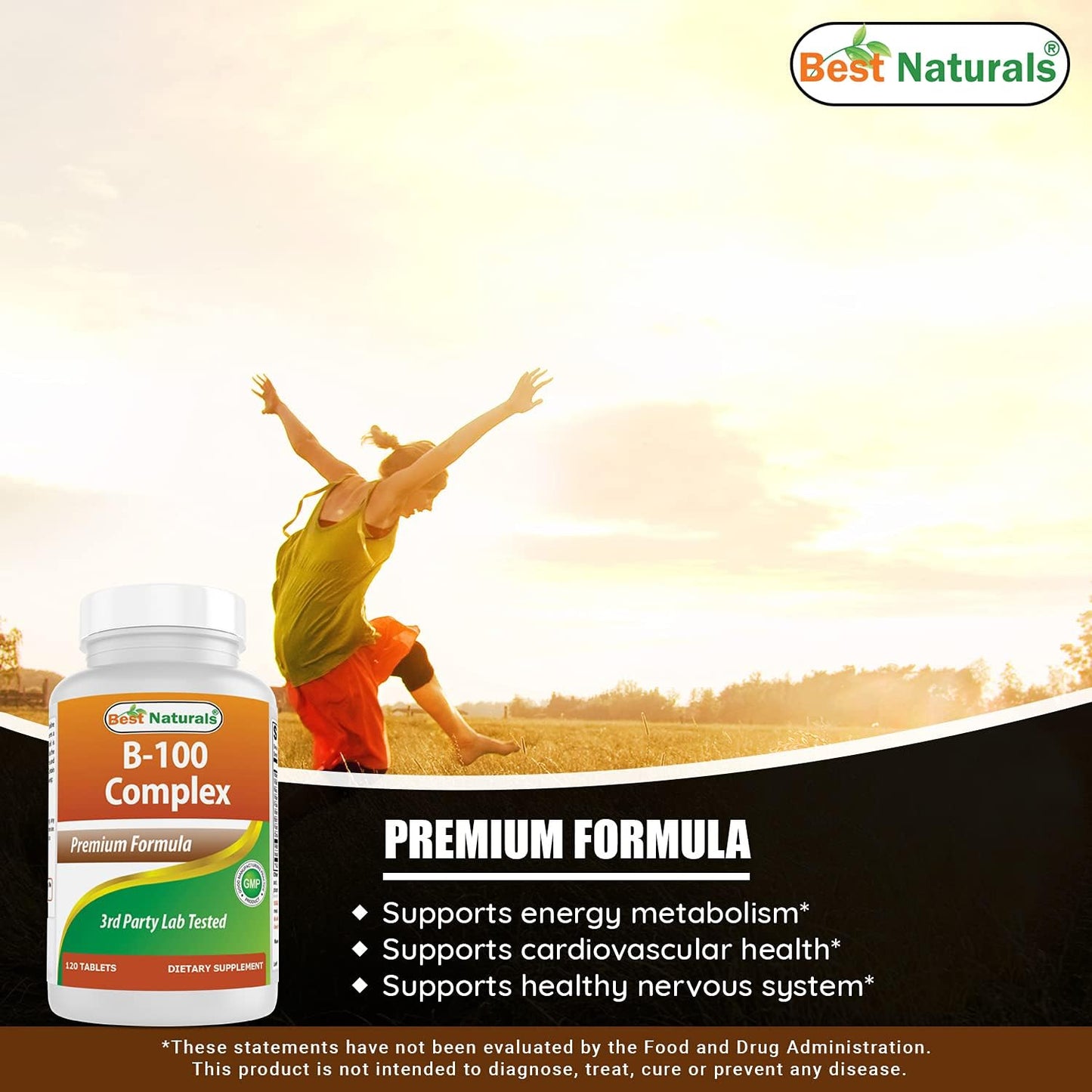 Best Naturals B-100 Complex – High Potency B-Complex Vitamins (120 Tablets, Pack of 3) - görsel 4