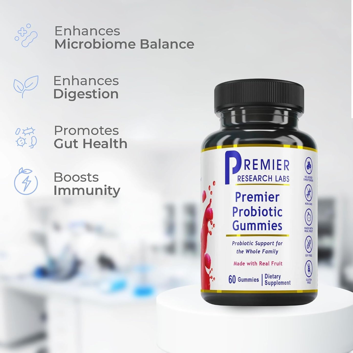 Premier Research Labs Probiotic Gummies – Probiotics for Women and Men with Fibre – 60 Vegan Gummies - görsel 4