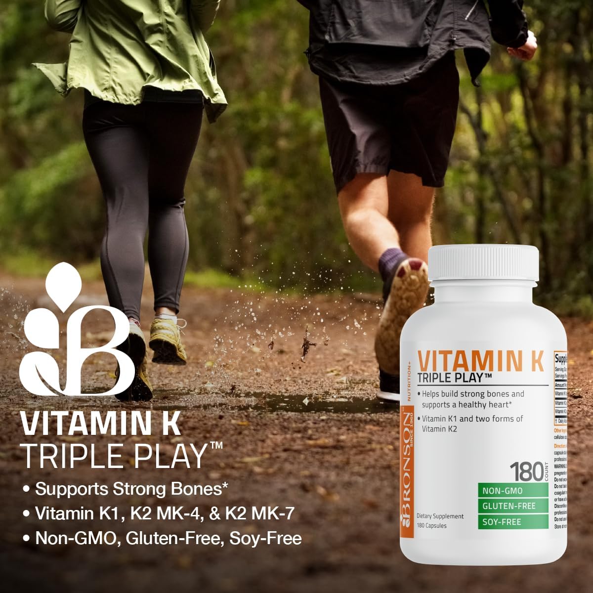 Bronson Vitamin K Triple Play - Full Spectrum Complex with K1, K2 MK4 & MK7, 180 Capsules - görsel 3