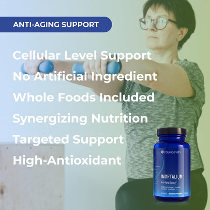 Youngevity Imortalium - Anti-Ageing Cellular Health Supplement, Fucoxanthin, Carotenoid Blend, Fucoidan Blend, MSM, Glutathione, Skin Rejuvenating Blend + 12 Whole Foods, 120 Tablets