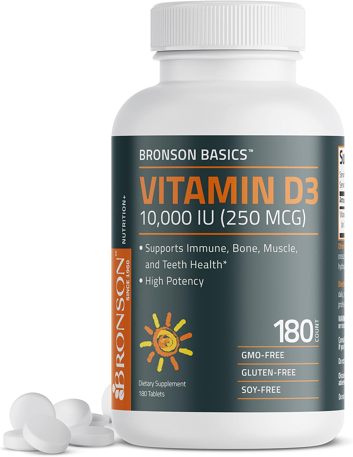 Bronson Vitamin D3 10,000 IU (250 mcg) - 360 Tablets for Immune and Muscle Health - görsel 9