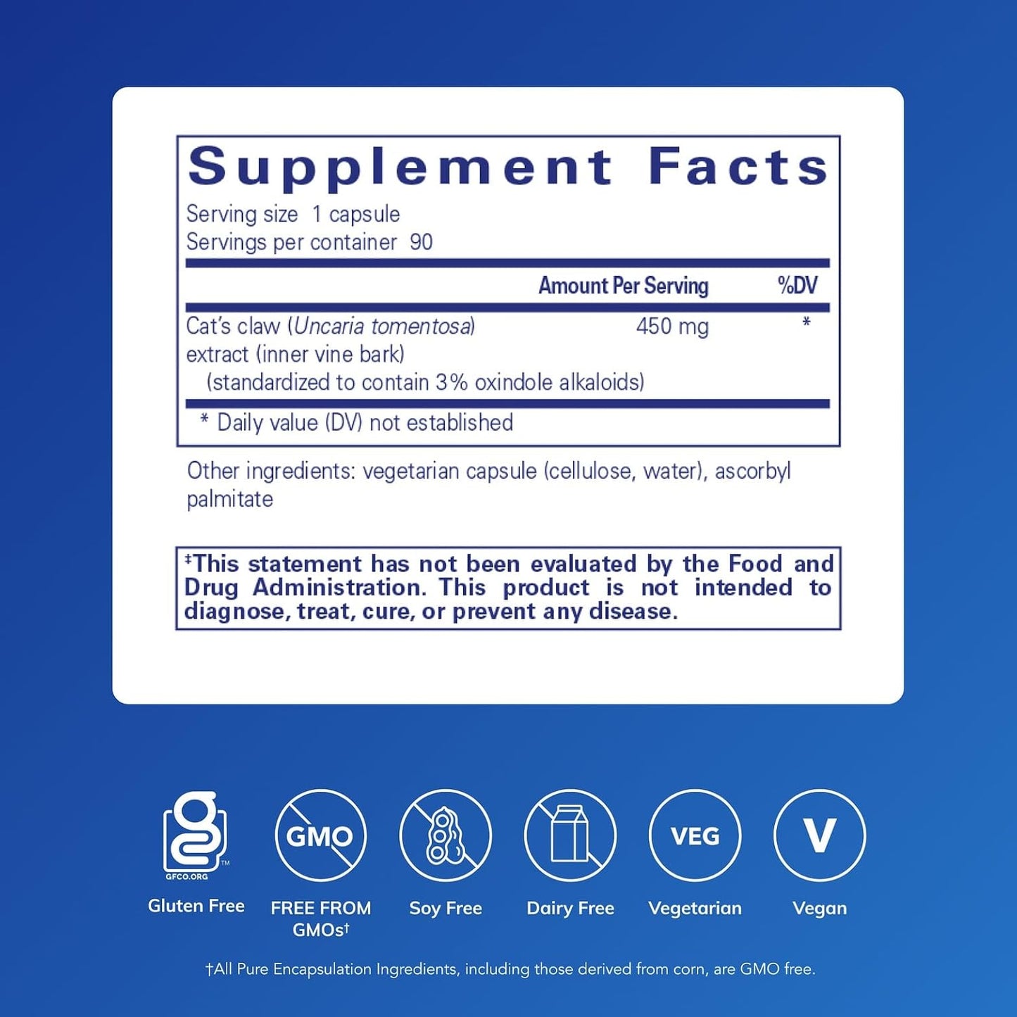 Pure Encapsulations Cat's Claw | Food Supplement for Joint, Immune and Digestive Health* | 90 Capsules - görsel 2