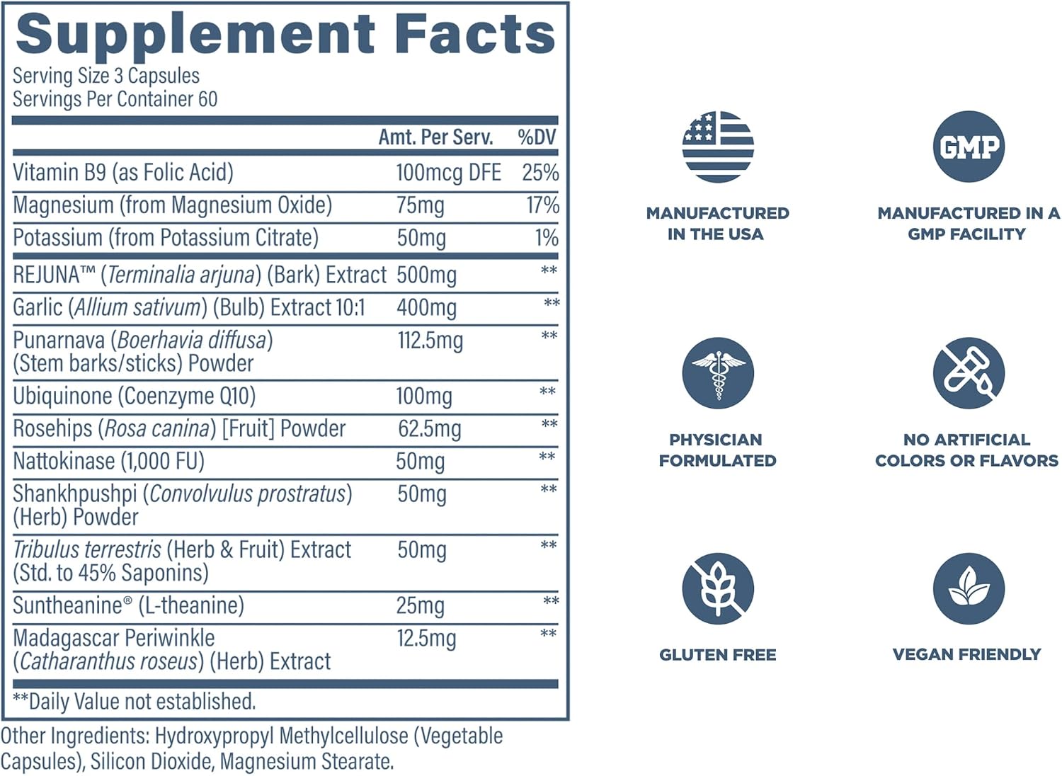 Revive MD Blood Pressure Support Supplement - Heart & Circulatory Health - Magnesium, Potassium, Folic Acid & Garlic - 180 Vegetarian Capsules - görsel 6