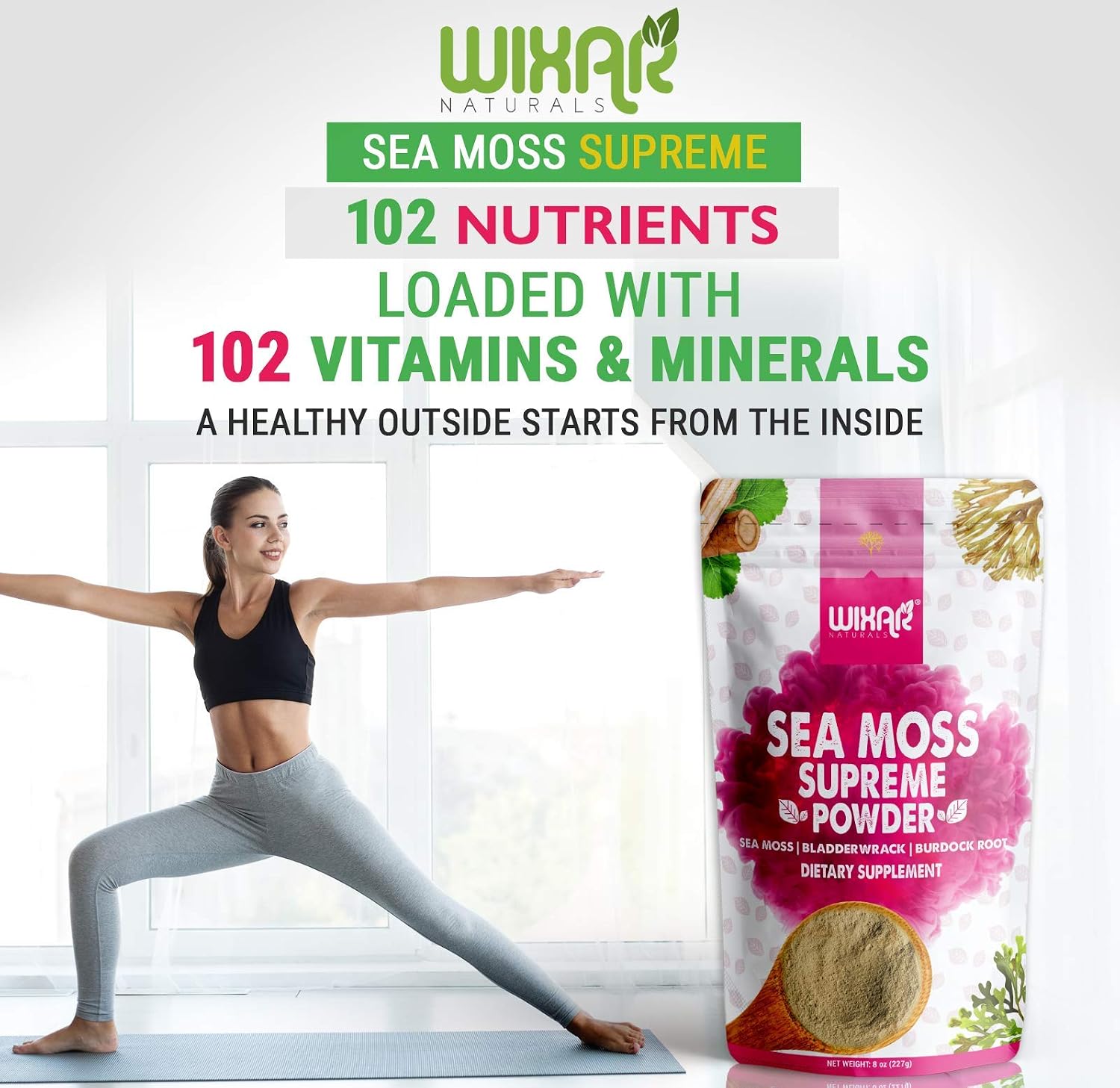 Wixar Wildcrafted Sea Moss Powder – Irish Moss, Bladderwrack & Burdock Root, 227 g - görsel 7