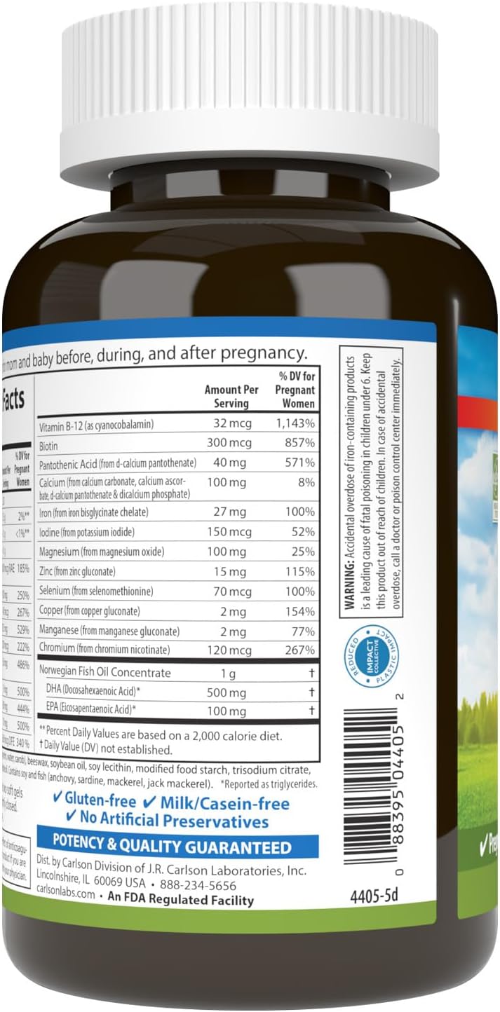 Carlson Labs Prenatal Multivitamin Tablets with DHA, 120 Count - görsel 3