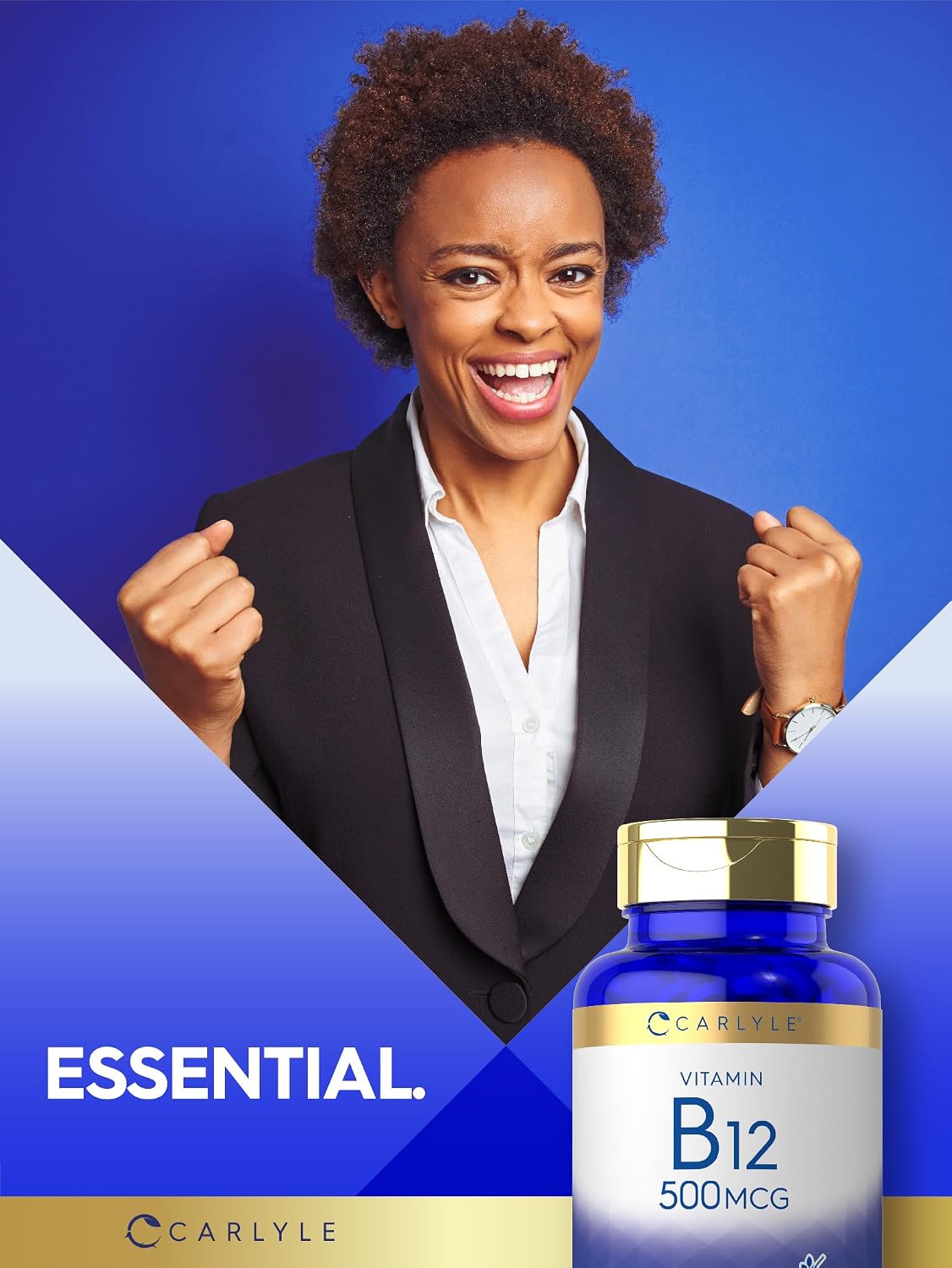 Carlyle Vitamin B-12 500mcg, 300 Tablets - Vegetarian, Non-GMO, Gluten-free - görsel 6