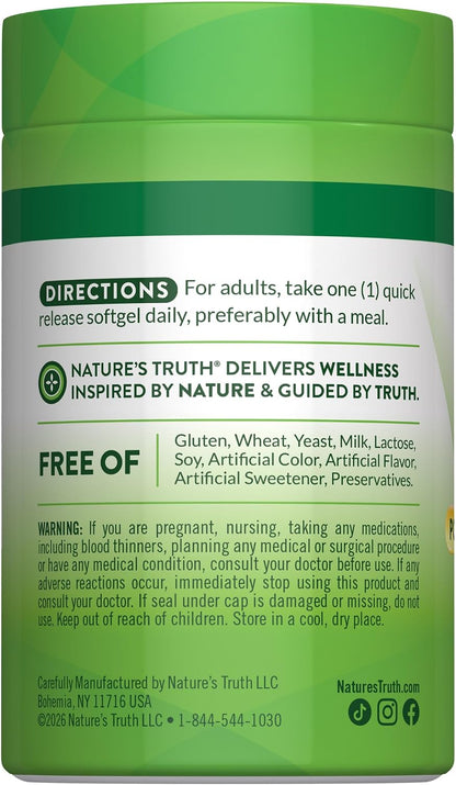Nature's Truth Vitamin K2 MK7 Complex with D3, 100 mcg, 50 Softgels