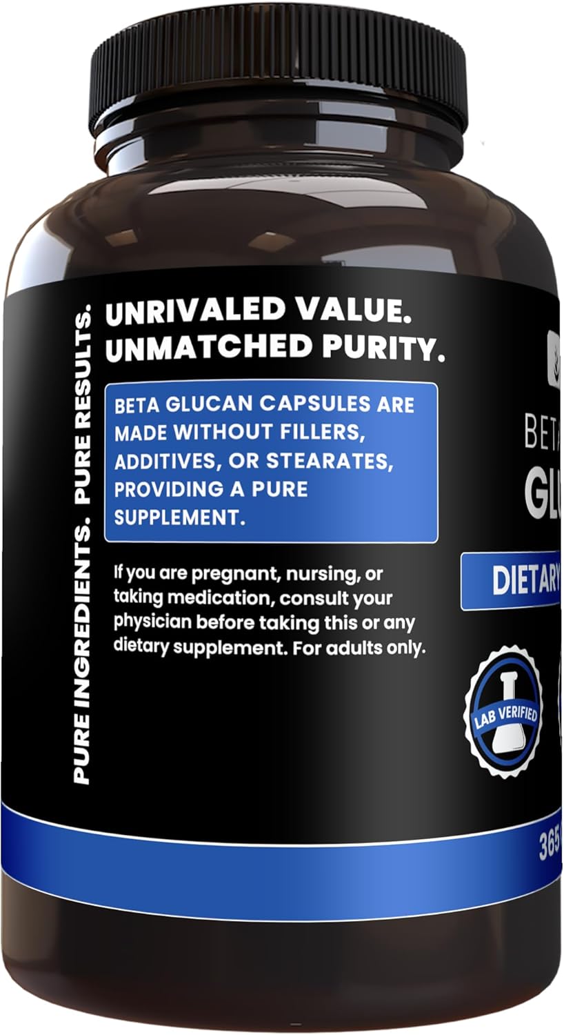 PURE ORIGINAL INGREDIENTS Beta Glucan 1,3/1,6 (365 Capsules) – No Fillers, Laboratory Verified - görsel 3