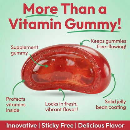 Human Beanz Vitamin D3 Jelly Bean Gummies for Kids, 25mcg (1000 IU), 120 Strawberry Flavour Gummies