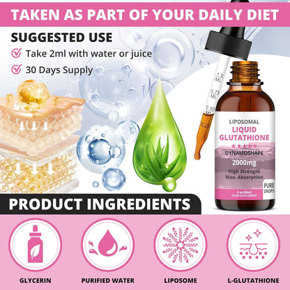 Liposomal Glutathione 2000mg with Vitamin C – Oral Liquid Antioxidant Supplement