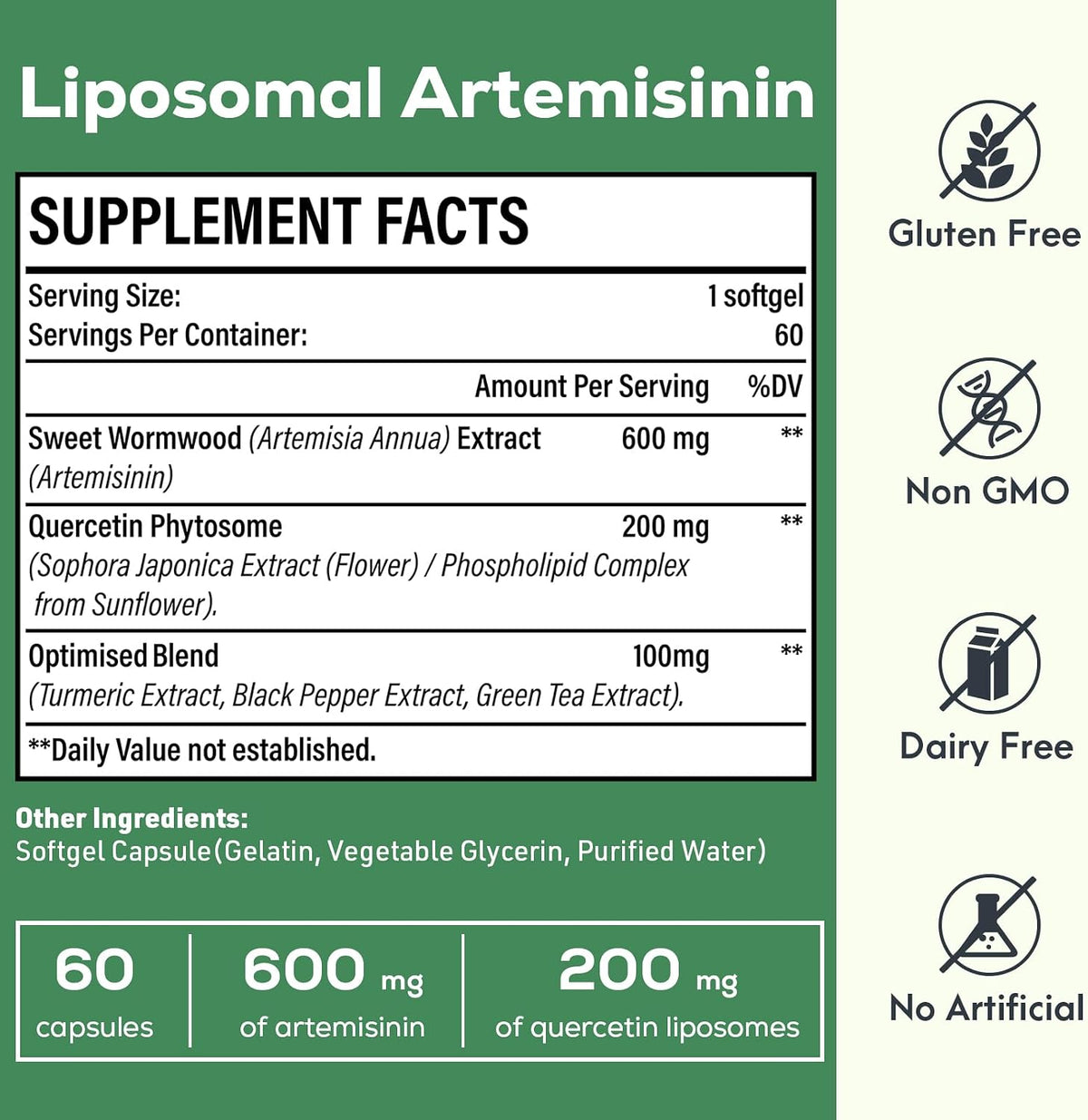 Osasuna Liposomal Artemisinin with Quercetin Phytosome – 60 Softgels (2 Months Supply) - görsel 2