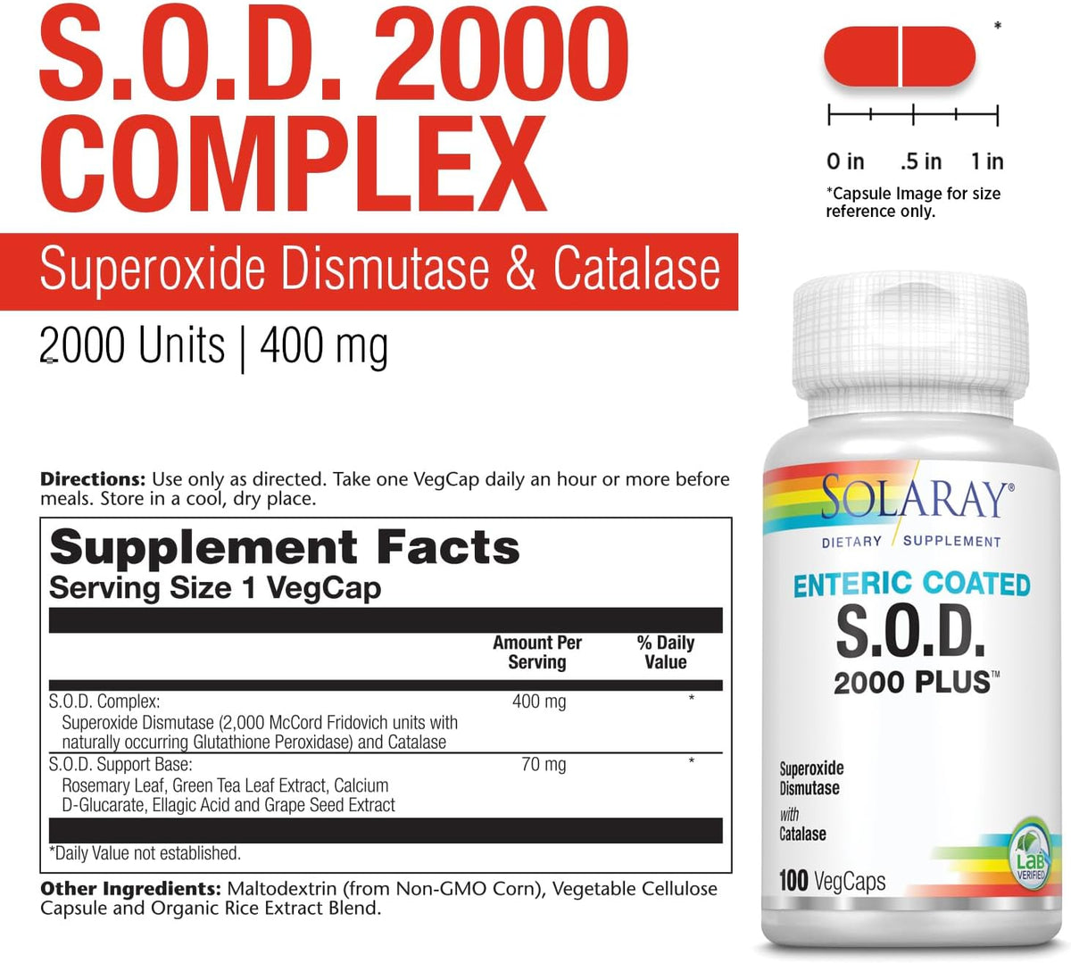 SOLARAY S.O.D. 2000 Plus - Superoxide Dismutase and Catalase Antioxidant Supplement with Green Tea, Rosemary, Grape Seed - görsel 2