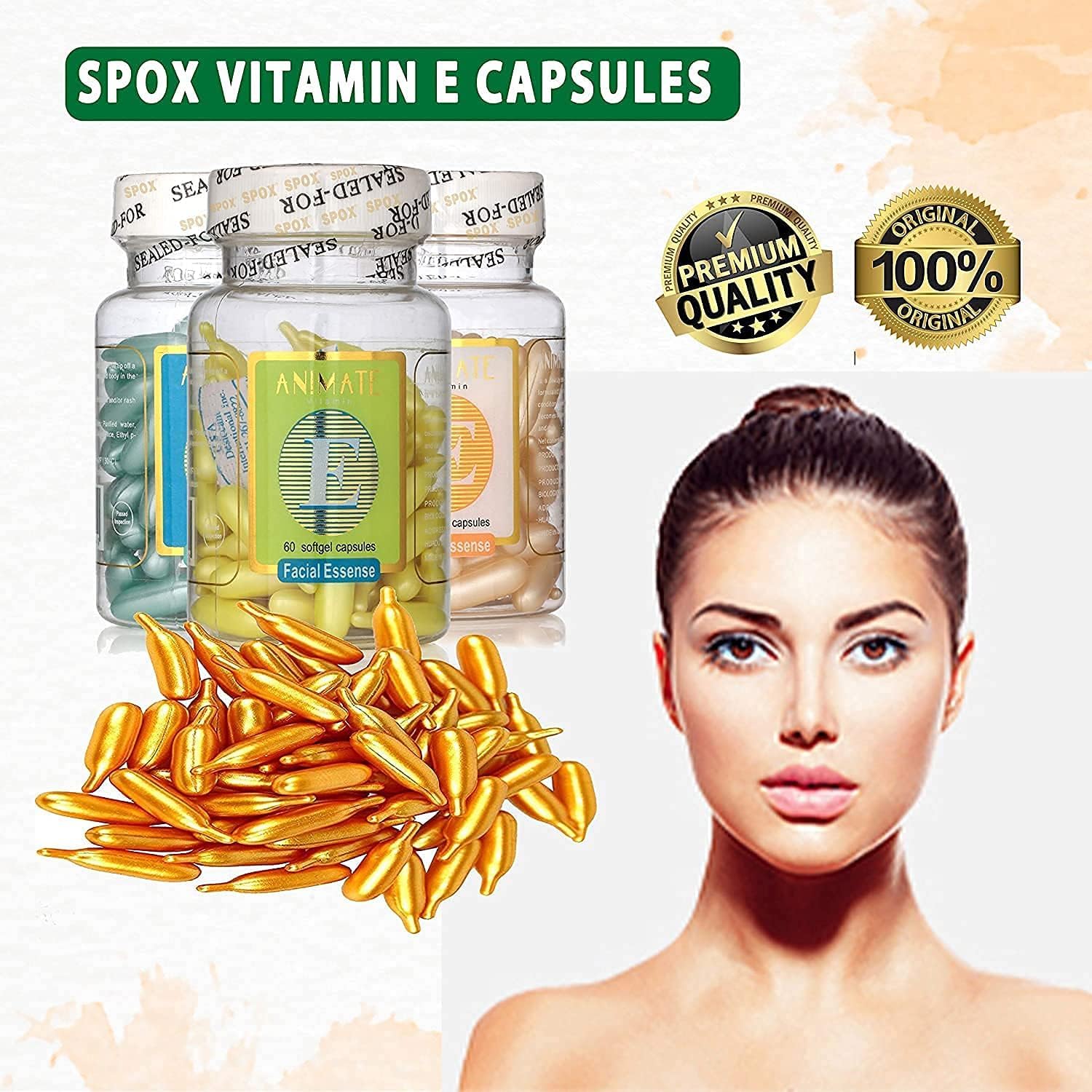 Vitamin E Facial Capsules for Glowing Skin – 60 Soft gel capsules - görsel 4