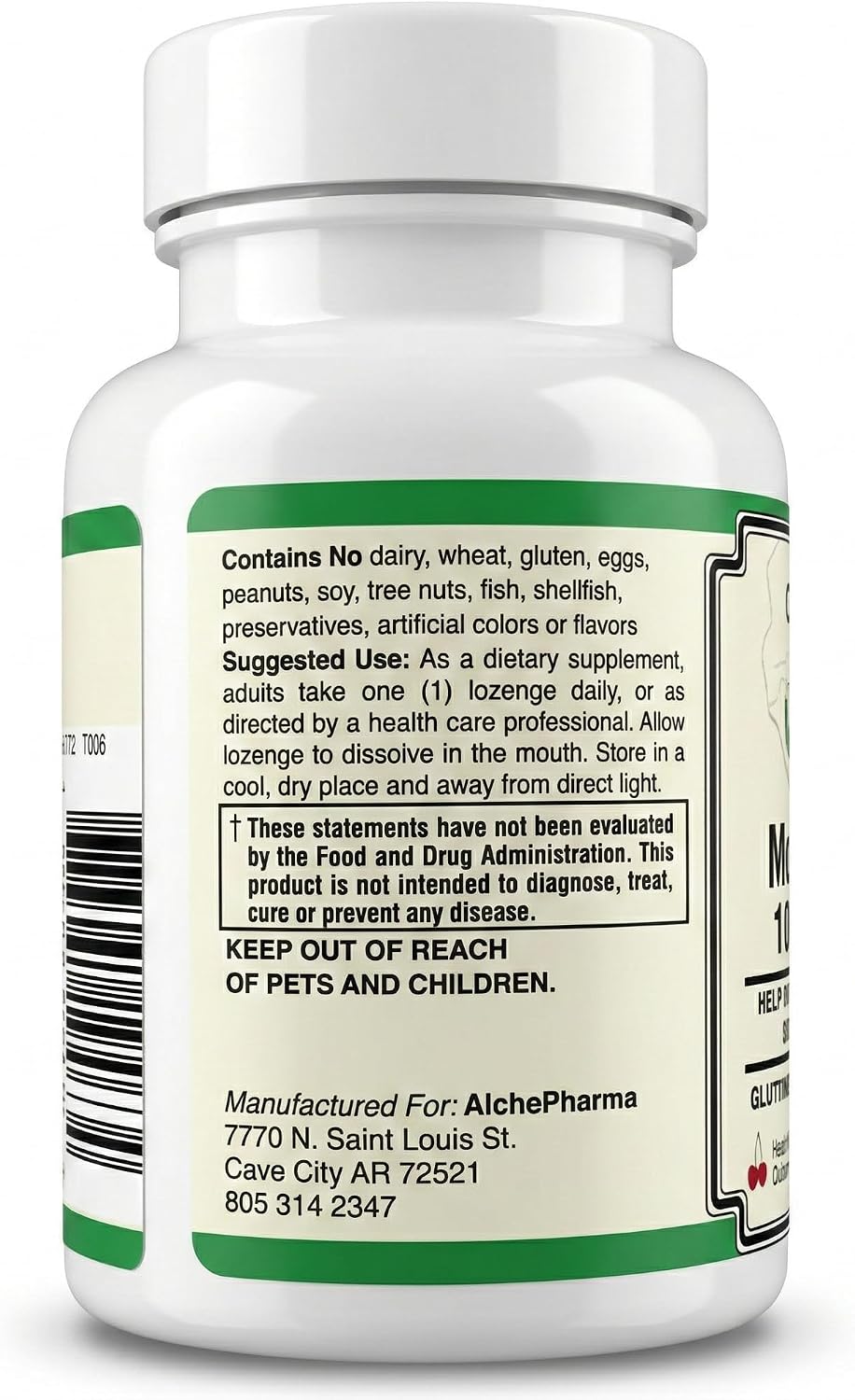AlchePharma Coenzymated Methylfolate 1,360 mcg DFE - Bioactive L-5-MTHF - Gluten-free, Vegan, Non-GMO - Natural Cherry Flavour - 60 Lozenges - görsel 4