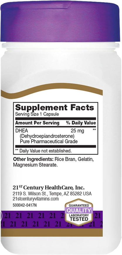 21st Century DHEA 25 mg Capsules, 180 Capsules (Pack of 2)