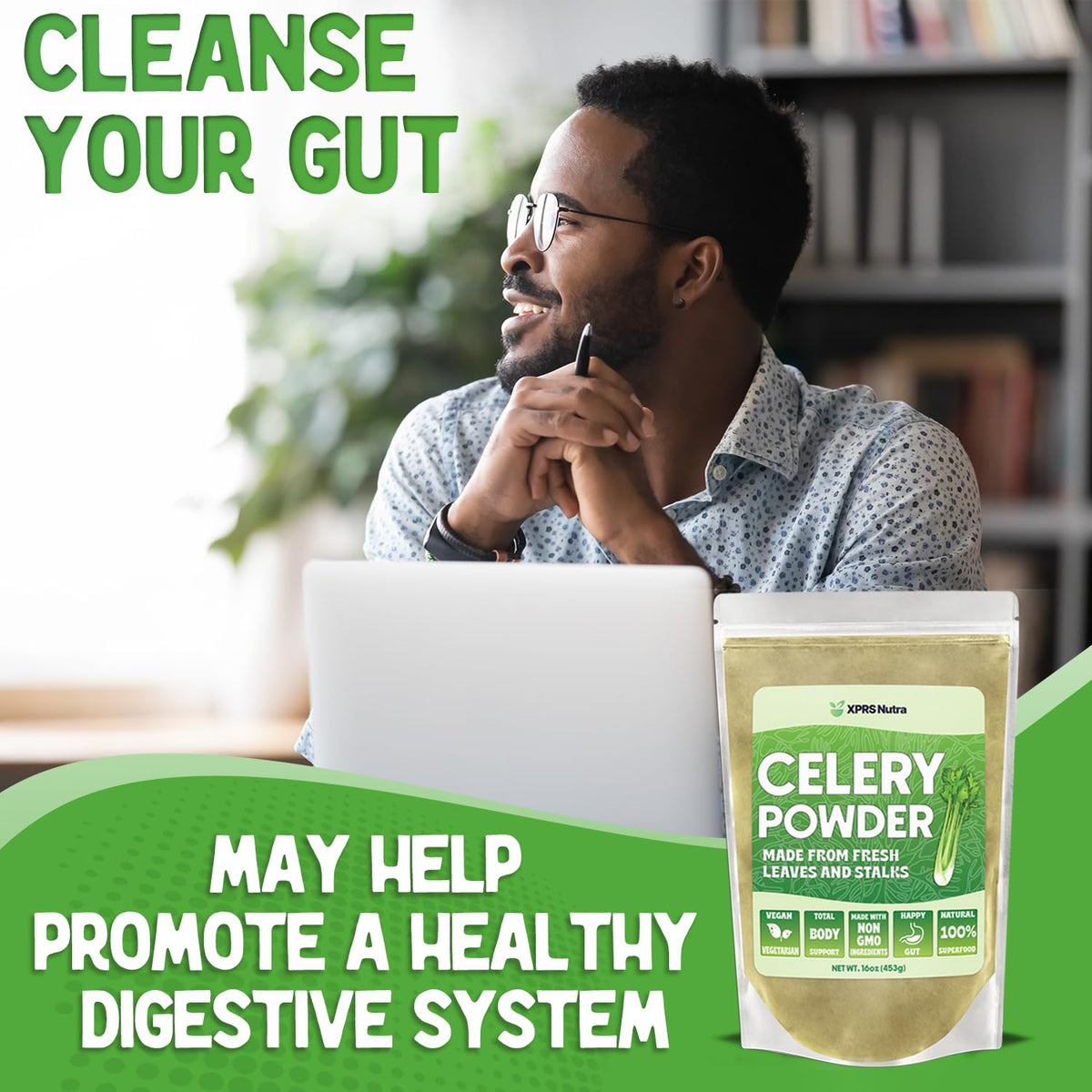 XPRS Nutra Celery Powder - Fresh Powder Antioxidant - Premium Celery, Vegan Friendly (454 g) - görsel 4