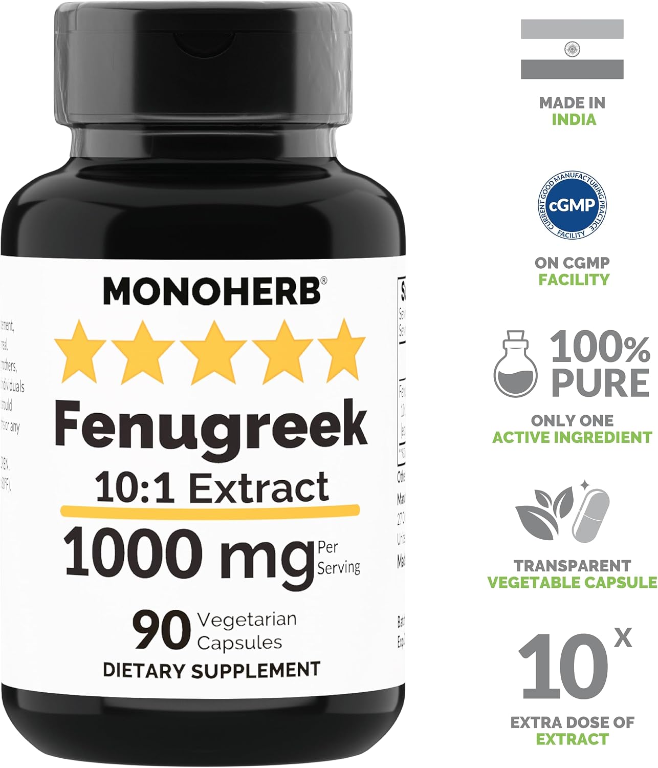 Fenugreek 10:1 Extract - 1000 mg per Serving - 90 Capsules - görsel 2