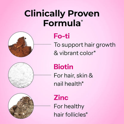 HUM Hair Strong Hair Support Gummies with Biotin, Zinc, Vitamin B12, Folic Acid - 60 Gummies
