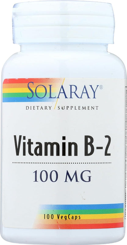 SOLARAY Vitamin B2 100 mg - Riboflavin for Energy Metabolism Support, Vegan, Non-GMO - 100 Veg Capsules