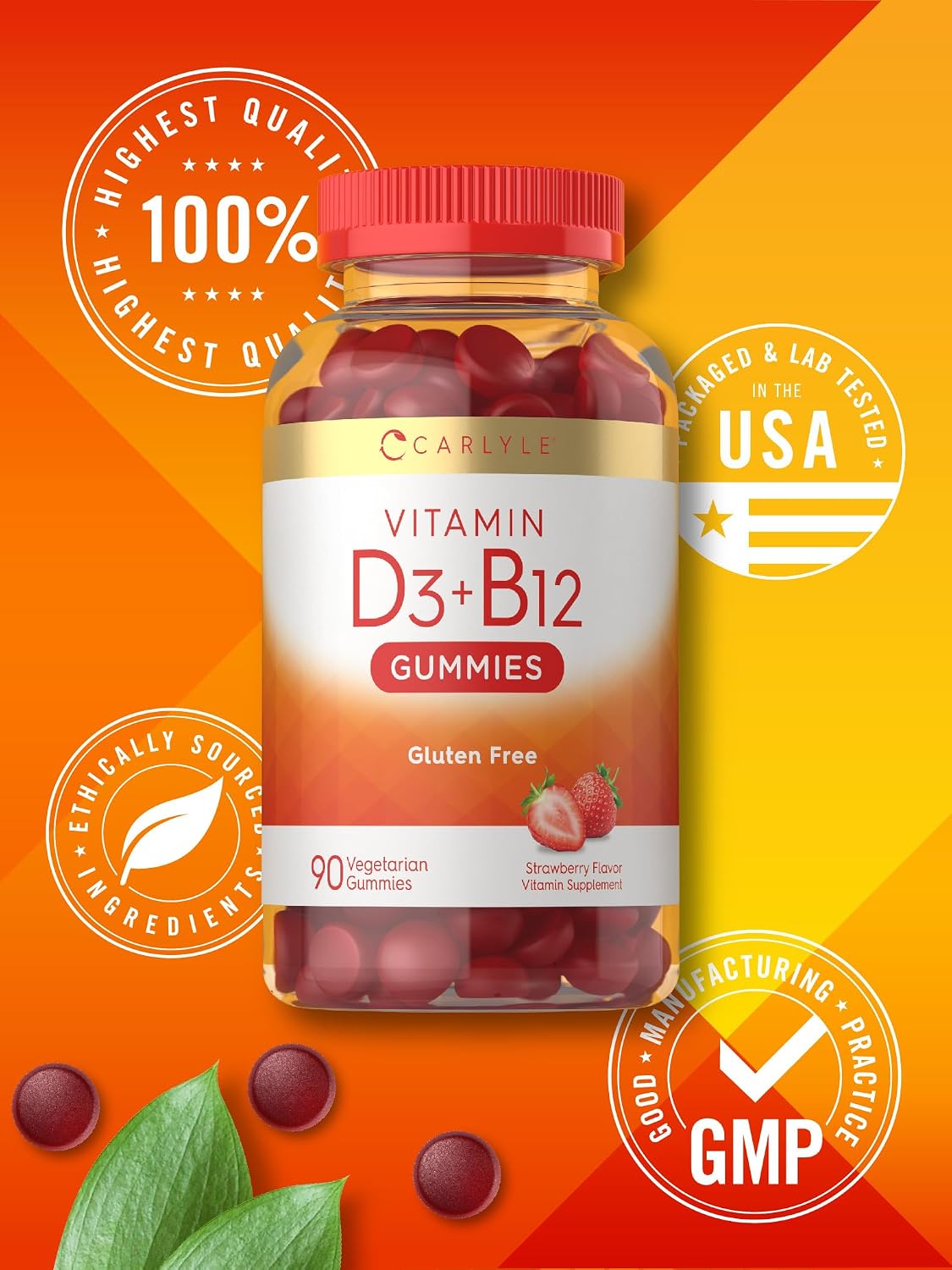 Carlyle Vitamin D3 + B12 Complex Gummies – 90 Count - görsel 6