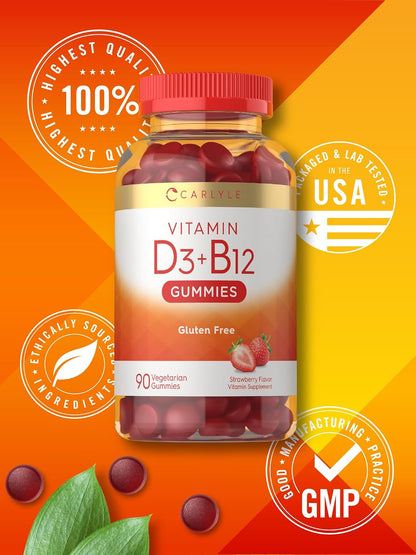 Carlyle Vitamin D3 + B12 Complex Gummies – 90 Count