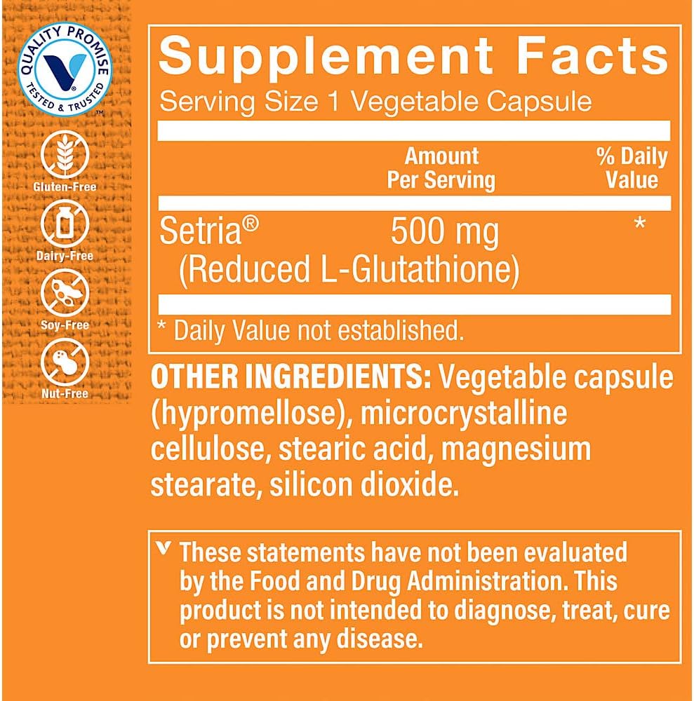 The Vitamin Shoppe Reduced Glutathione 500 mg – 60 Capsules - görsel 2