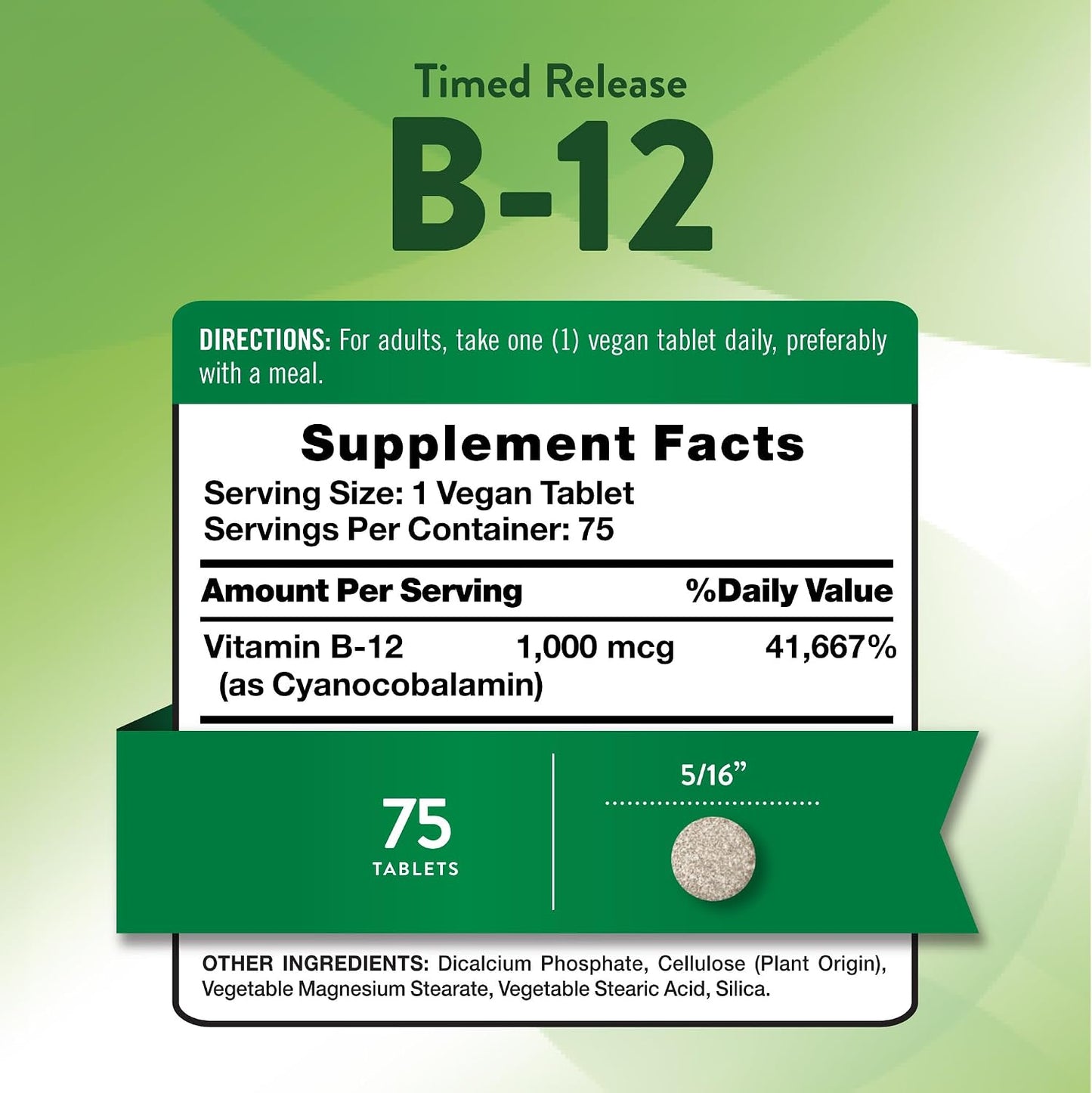 Nature's Truth Vitamin B12 1000mcg Timed Release Tablets – Vegan, Non-GMO & Gluten-free - görsel 2