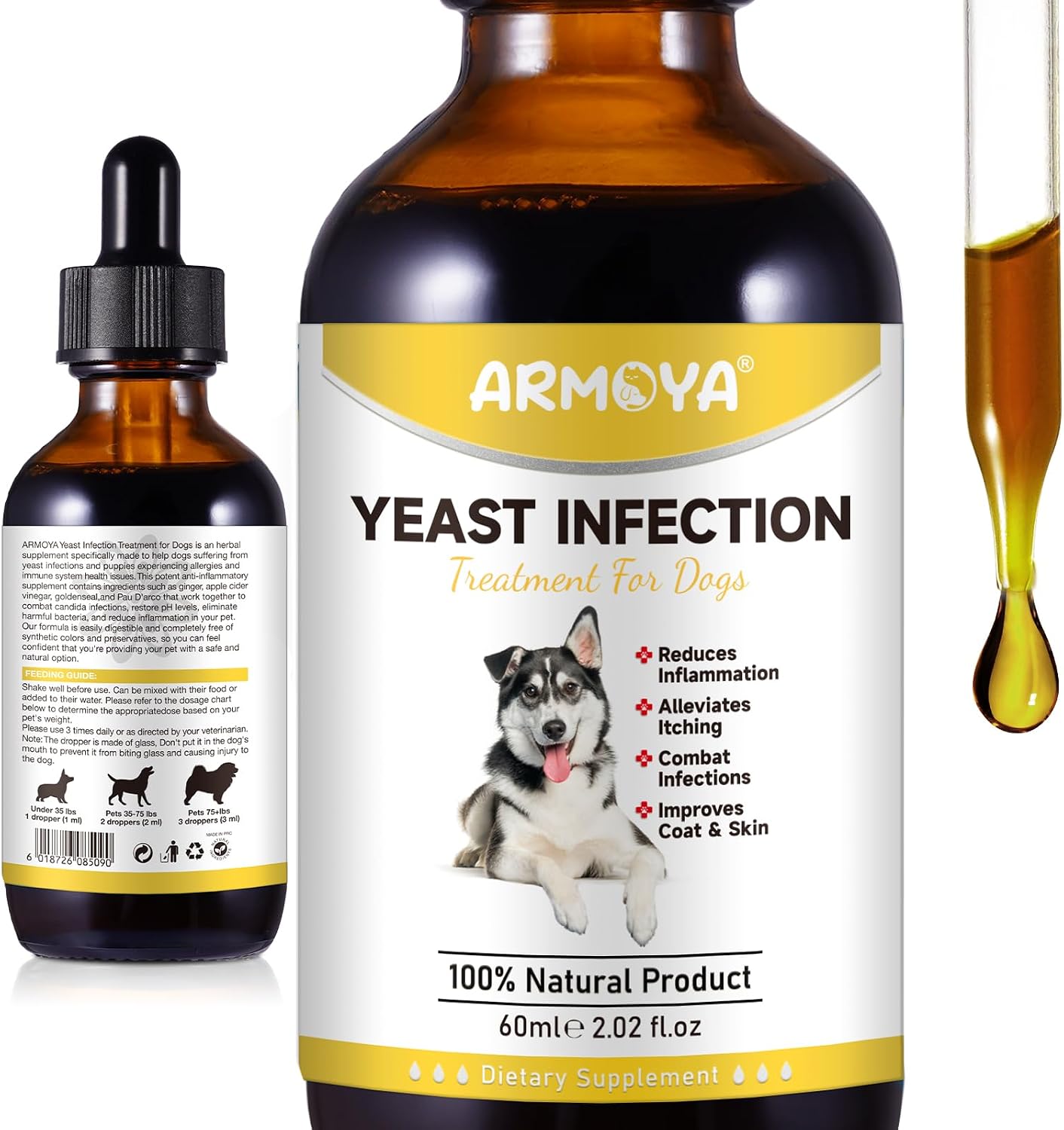 ARMOYA Natural Yeast Infection Treatment for Dogs - Itch & Inflammation Support - 60 ml - görsel 8