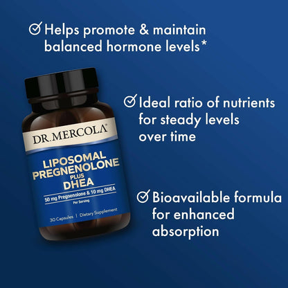 Dr. Mercola Liposomal Pregnenolone Plus DHEA, 30 Capsules (2 Pack)