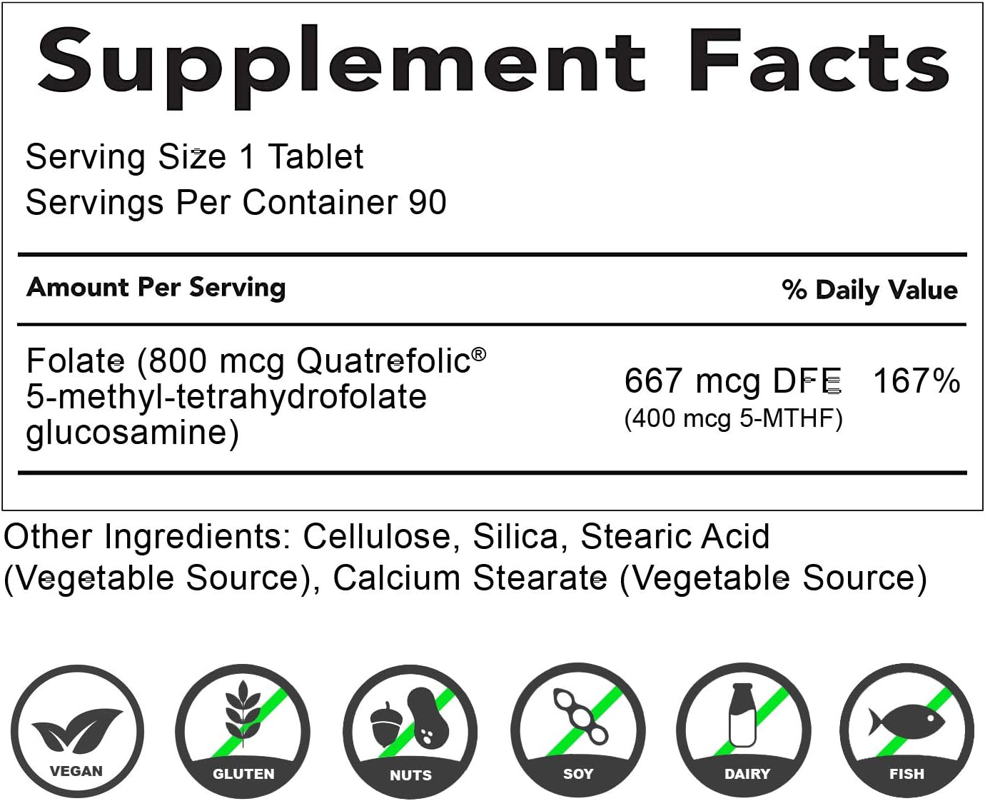Natural Health Goodies Folate 400 mcg 5-MTHF (667 mcg DFE) Methylfolate - görsel 2