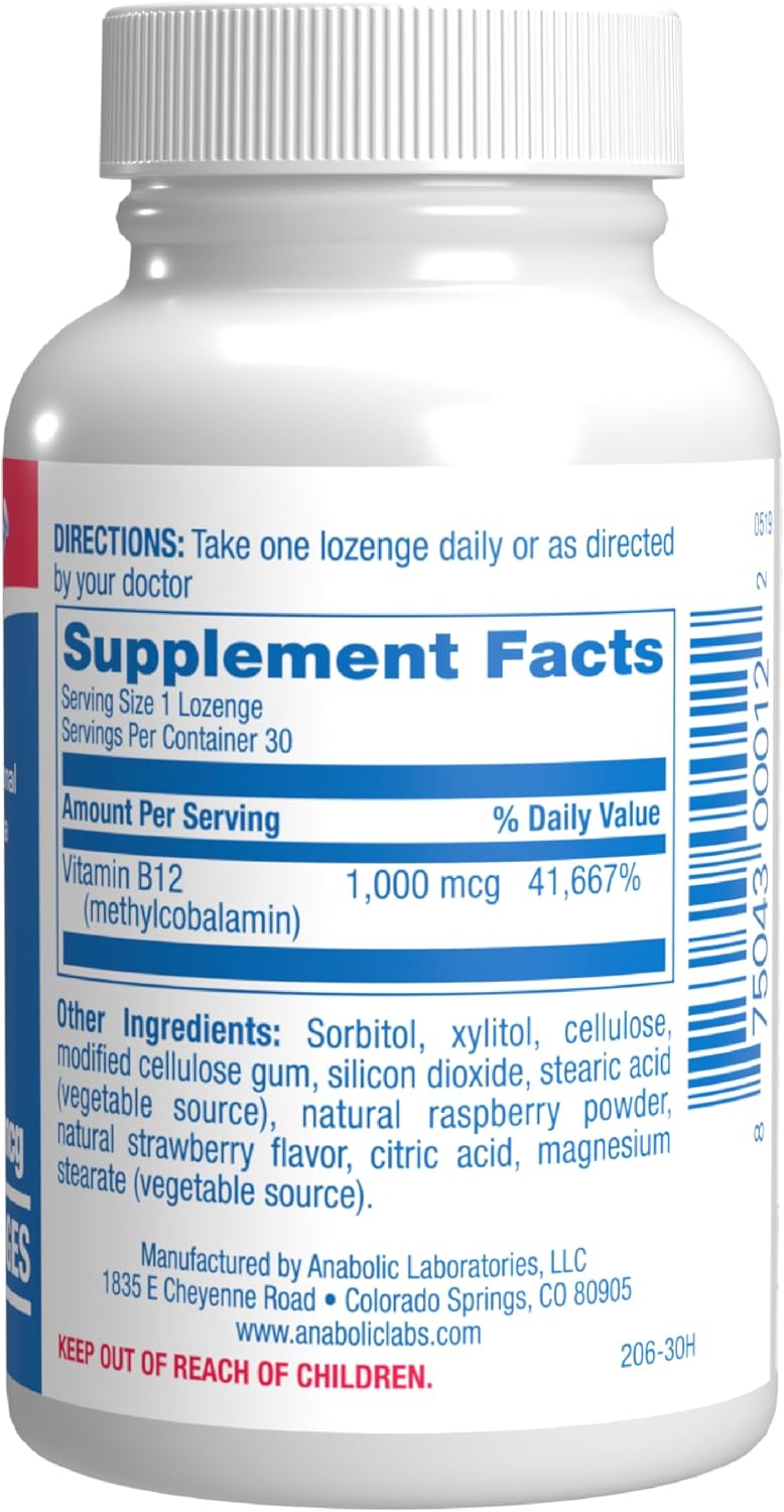 Vitamin B12 Methylcobalamin 1000 mcg - Clinical Formula Sublingual Lozenges for Energy, Eye, Nerve, and Brain Support, Berry Flavour, 30 Count - görsel 2